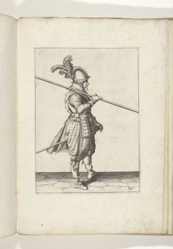 Soldier carrying his pike on his right shoulder, point angled towards the ground (no. 32), ca. 1600