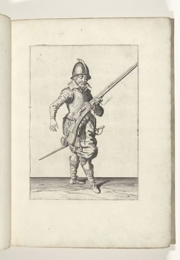 Soldier holding his musket diagonally upward with his left hand (no. 12), ca. 1600