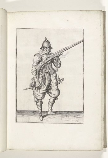 Soldier blowing sparks from the pan of his musket (no. 15), ca. 1600
