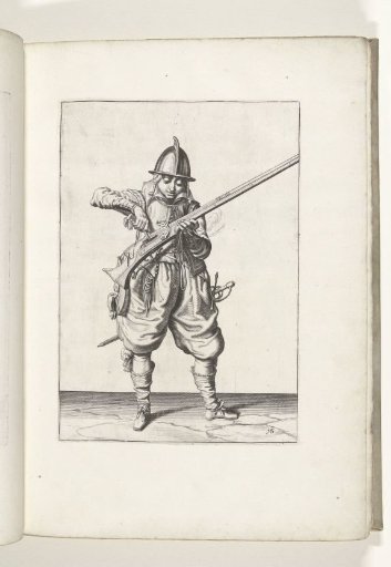 Soldier pouring powder into the pan of his musket (no. 16), ca. 1600