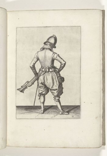 Soldier with a musket taking hold of his powder horn (no. 21), ca. 1600