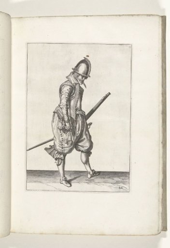 Soldier with a musket opening his powder horn (no. 22), ca. 1600