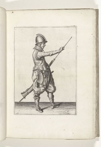 Soldier pulling his ramrod from the barrel of his musket (no. 27), ca. 1600