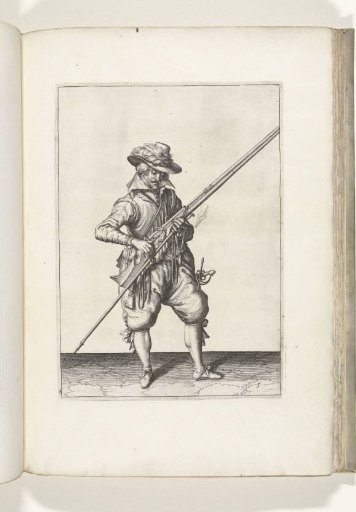 Soldier holding his musket at his right side with his left hand (no. 5), ca. 1600