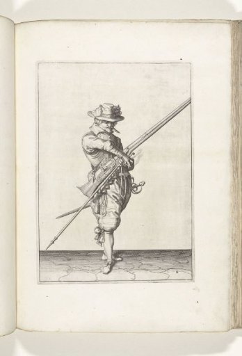 Soldier with a musket taking hold of his match (no. 6), ca. 1600