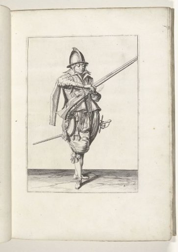 Soldier with a musket taking hold of his match (no. 5), ca. 1600