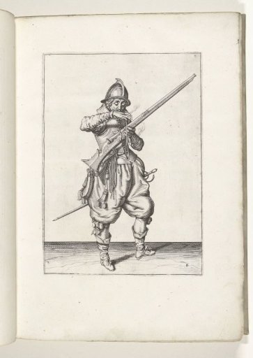 Soldier with a musket bringing his match to his mouth to blow it clean (no. 6), ca. 1600