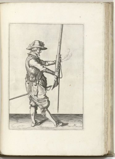 Soldier holding his musket upright in front of him with both hands (no. 21), ca. 1600
