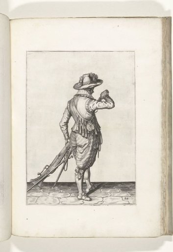 Soldier pouring powder into the barrel of his musket (no. 24), ca. 1600