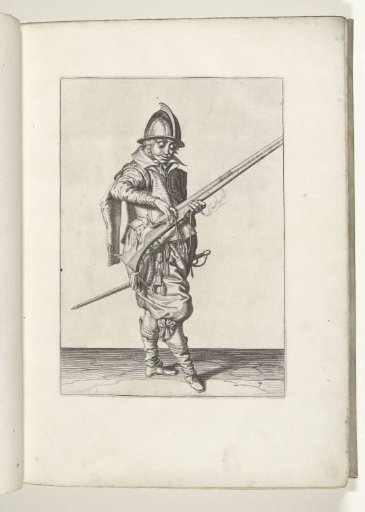 Soldier pressing his match onto the cock of his musket (no. 7), ca. 1600