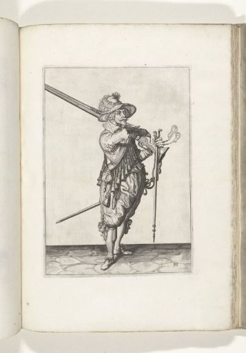 Soldier on guard taking his musket from his shoulder (no. 35), ca. 1600