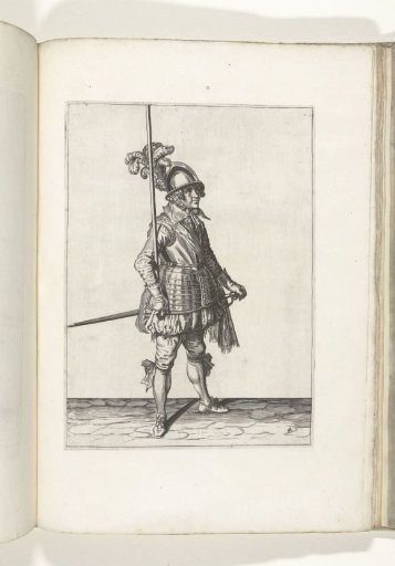 Soldier holding his pike upright with his right hand in the crook of his right arm (no. 4), ca. 1600