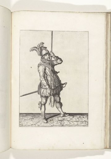 Soldier holding his pike upright with both hands in front of him high above the ground (no. 5), ca. 1600