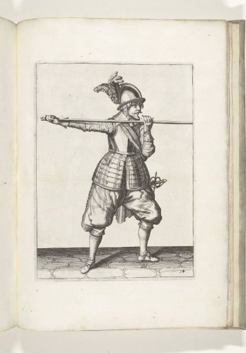 Soldier carrying his pike horizontally at shoulder height with both hands, his right hand near the butt of the weapon (no. 14), ca. 1600
