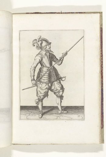 Soldier carrying his spear with both hands at his right side, the point angled upwards (no. 15), ca. 1600