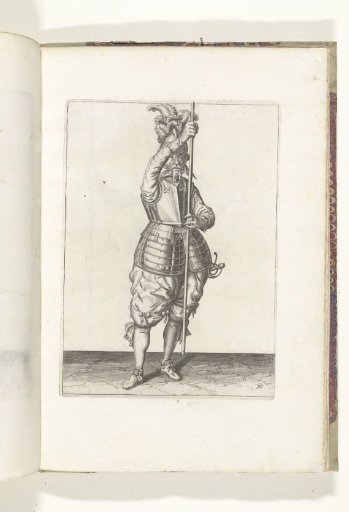Soldier, seen from the front, holding his spear upright with both hands in front of him slightly above the ground (no. 16), ca. 1600
