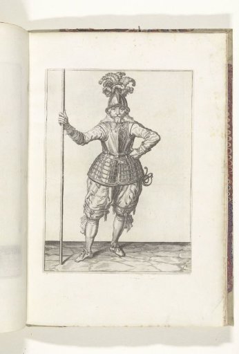 Soldier, seen from the front, holding his spear upright with his right hand (no. 17), ca. 1600