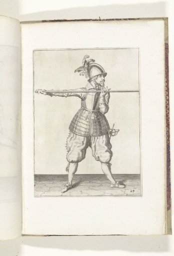 Soldier carrying his spear with both hands horizontally at shoulder height, his right hand at the foot of the weapon (no. 24), ca. 1600