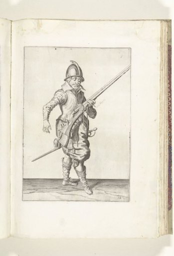 Soldier holding his musket diagonally upward with his left hand (no. 12), ca. 1600