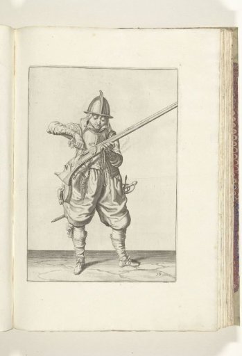 Soldier pouring powder into the pan of his musket (no. 16), ca. 1600