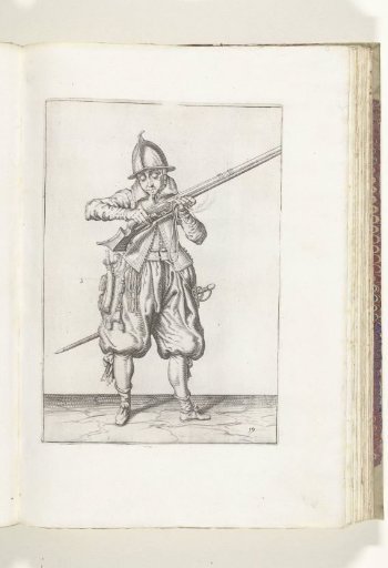 Soldier blowing powder from his musket (no. 19), ca. 1600