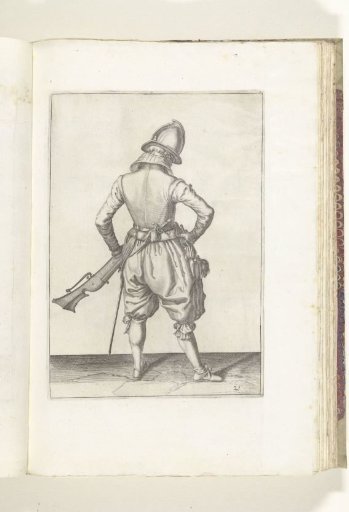 Soldier with a musket taking his powder horn (no. 21), ca. 1600