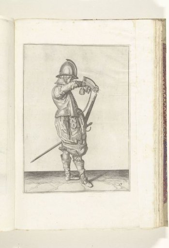 Soldier pouring powder into the barrel of his musket (no. 23), ca. 1600