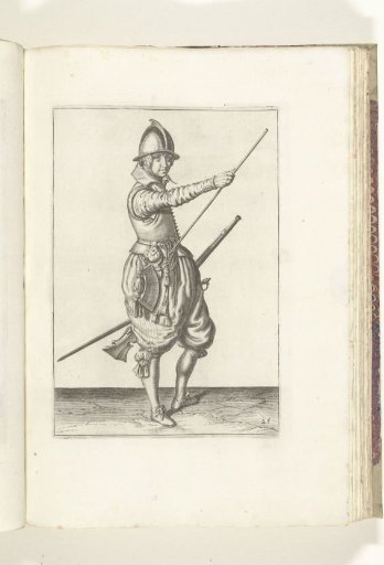 Soldier with a musket sliding his right hand toward the end of his ramrod (no. 25), ca. 1600