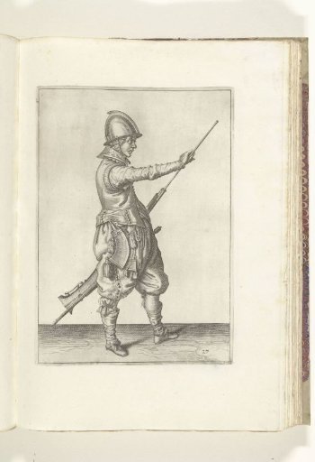 Soldier pulling his ramrod from the barrel of his musket (no. 27), ca. 1600
