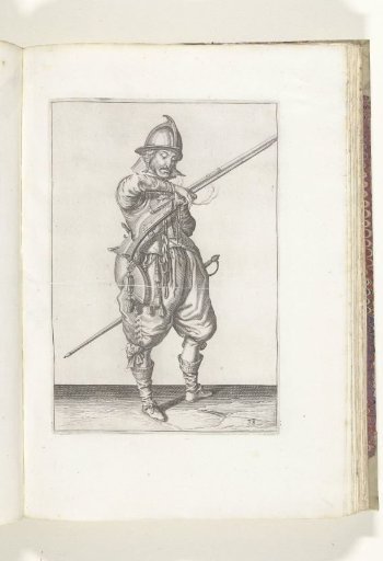 Soldier on guard with a musket taking his match (no. 38), ca. 1600
