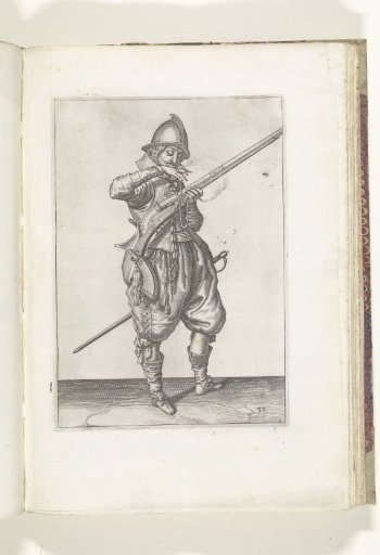 Soldier on guard with a musket bringing his match to his mouth to blow it clean (no. 39), ca. 1600