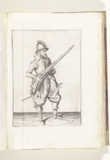 Soldier holding his musket with his left hand at his right side (no. 4), ca. 1600