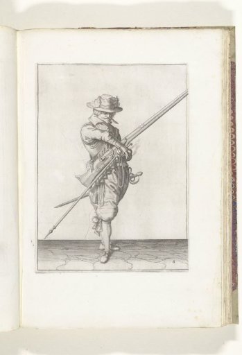 Soldier with a musket taking hold of his match (no. 6), ca. 1600