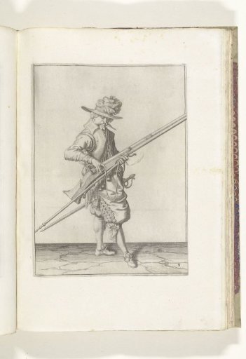Soldier shaping and positioning the match on the hammer of his musket (no. 9), ca. 1600