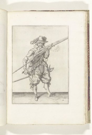Soldier blowing sparks away from the pan of his musket (no. 16), ca. 1600