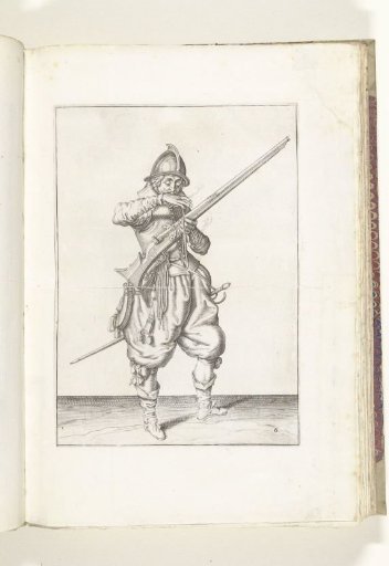 Soldier with a musket bringing the match to his mouth to blow it clean (no. 6), ca. 1600