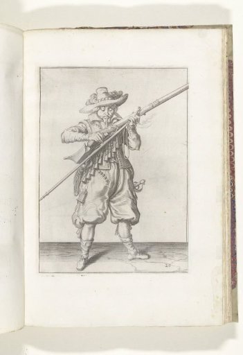 Soldier blowing powder from his musket (no. 20), ca. 1600