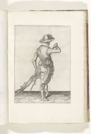 Soldier pouring powder into the barrel of his musket (no. 24), ca. 1600