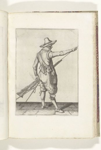 Soldier taking his ramrod from the holder under the barrel of his musket (no. 25), ca. 1600