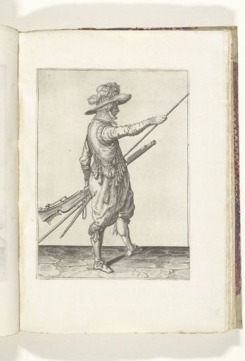 Soldier with a musket sliding his right hand toward the end of his ramrod (no. 26), ca. 1600