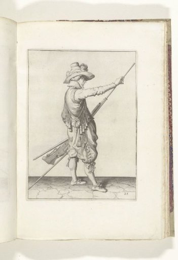 Soldier pulling the ramrod from the barrel of his musket (no. 28), ca. 1600
