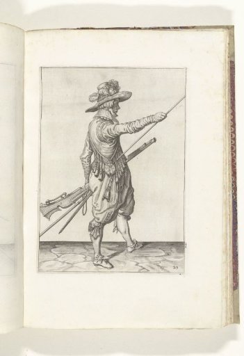 Soldier with a musket sliding his right hand along the ramrod (no. 29), ca. 1600