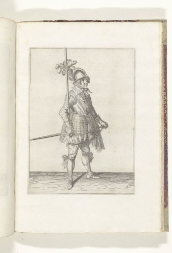 Soldier holding his pike upright with his right hand in the crook of his right arm (no. 4), ca. 1600
