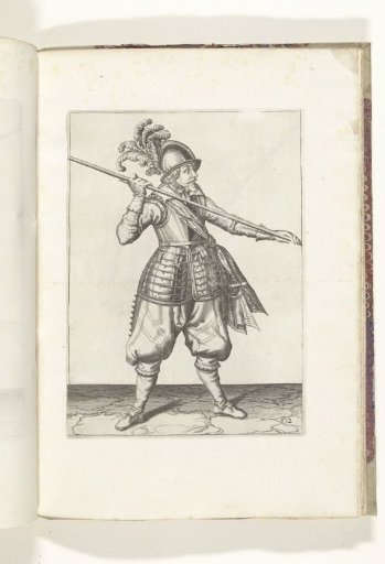 Soldier carrying his spear with both hands wide apart above his right shoulder, the point angled towards the ground (no. 12), ca. 1600