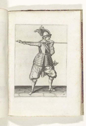 Soldier carrying his spear with both hands horizontally at shoulder height, his right hand at the foot of the weapon (no. 14), ca. 1600