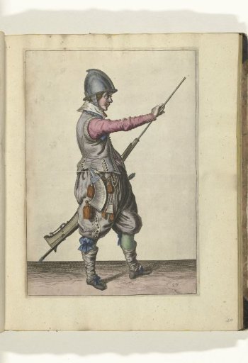 Soldier drawing his ramrod from the barrel of his matchlock (no. 27), ca. 1600