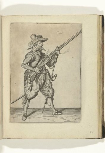 Soldier placing his fork under his musket (no. 11), ca. 1600