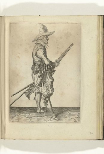 Soldier holding his musket with both hands at his left thigh (no. 22), ca. 1600
