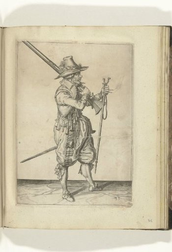 Soldier placing his musket on his shoulder with his right hand (no. 33), ca. 1600