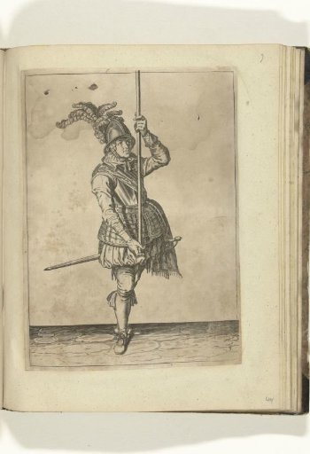 Soldier holding his pike upright with both hands high above the ground (no. 3), ca. 1600